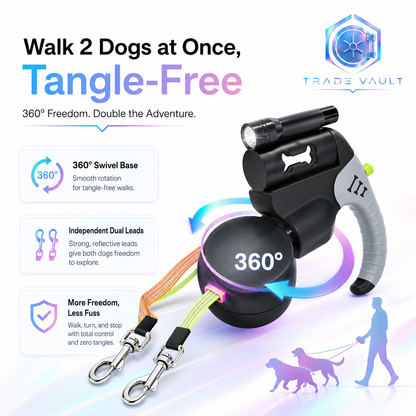 TradeVault 2-in-1 Heavy-Duty Retractable Dog Leash