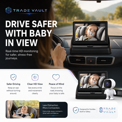 TradeVault Rear Facing Camera for And Toddlers with Night Vision And Wide Angle for In-Car Child Safety Monitoring