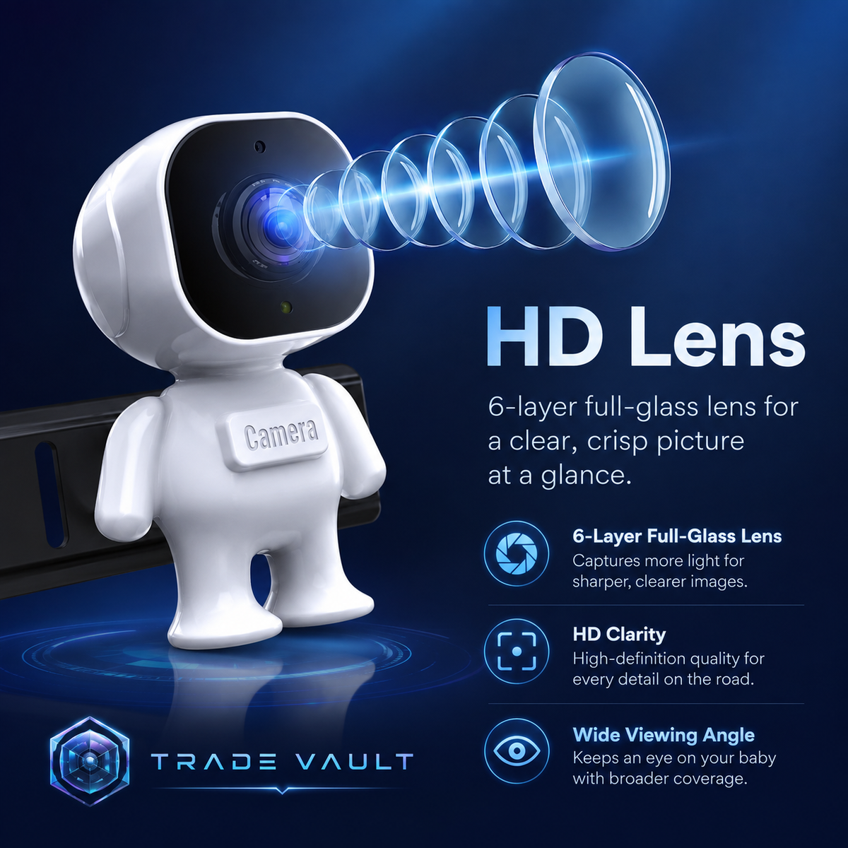 TradeVault Rear Facing Camera for And Toddlers with Night Vision And Wide Angle for In-Car Child Safety Monitoring