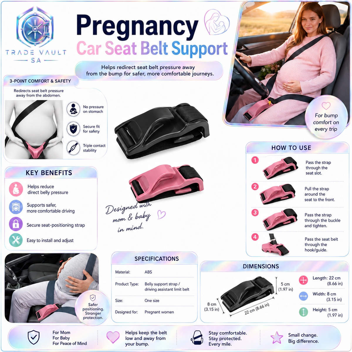 TradeVault BumpGuard Pregnancy Car Seat Belt Adjuster