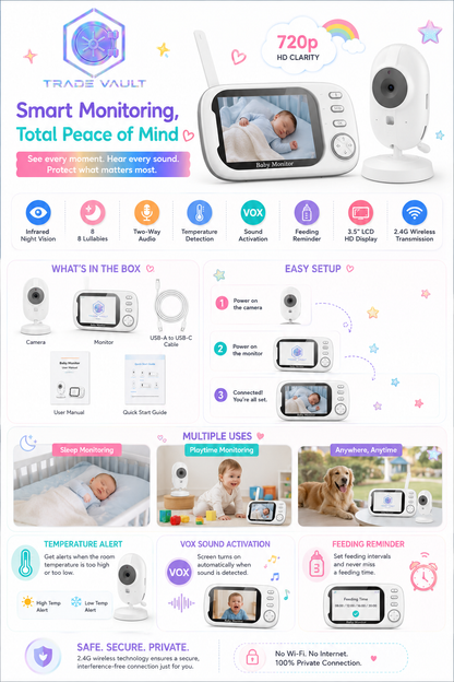 TradeVault SA 720HD – The All-in-One Baby Monitor for Modern Parents