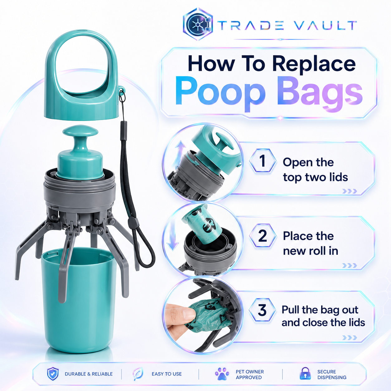 TradeVault Scoop & Seal Pet Poop Scoop